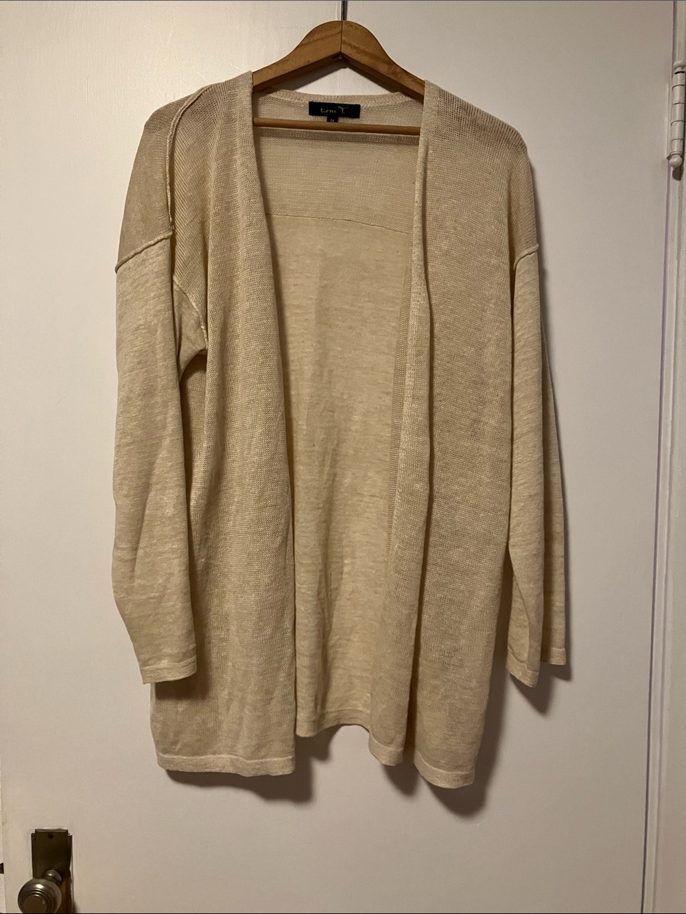 Cream Open-Front Cardigan 💯 Linen Lightweight Layering Sweater Like New